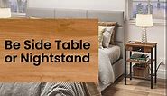End Table with Charging Station and USB Ports, 3-Tier Nightstand with Adjustable Shelf, Narrow Side Table for Small Space in Living Room, Bedroom and Balcony, Rustic Brown BF112BZ01