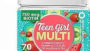 OLLY Teen Girl Multi Gummy, Healthy Skin and Immune Support, 15 Essential Vitamins, Biotin, Zinc, Calcium, Chewable Multivitamin, Berry Melon, 35 Day Supply - 70 Count