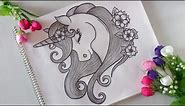🦄How To Draw Creative Unicorn face || Beautiful Art || Step By Step || Easy Unicorn Drawing || Sana