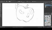 let's draw a worm in an apple