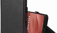 TORRO Premium Leather Case Compatible with iPhone 15 Pro 6.1" – Genuine Leather Wallet Flip Folio Case with Kickstand and Card Slots - Black