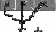 MOUNT PRO Triple Monitor Desk Mount - Articulating Gas Spring Monitor Arm, Removable with Clamp and Grommet Base - Fits 13 to 27 Inch LCD Computer Monitors, VESA 75x75, 100x100