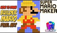 How to Draw Builder Mario - Super Mario Maker 8-Bit Pixel Art Drawing Tutorial