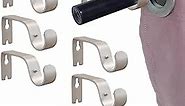 Kowibcl Curtain Rod Bracket, 6 Pcs Curtain Rod Holders For 1 Inch Rod, Curtain Rod Hooks For Wall, Curtain Rod Brackets For Living Room Bedroom Curtain Rods, Silver