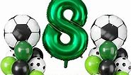 Biapian 8th Football Birthday Decorations, 23 Pcs Football Balloons for Boys, Football Trophy Foil Number 8 Balloon, Black Green Latex Balloons for 8th Boys Birthday World Cup Soccer Party Supplies