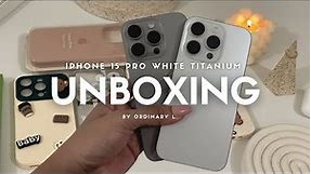 iPhone 15 Pro UNBOXING aesthetic + White VS Natural Titanium VS 12 pro VS 13 pro max comparison