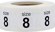 Shoe Size 8 White Stickers for Retail Clothing 0.75 Inch 500 Total Adhesive Labels