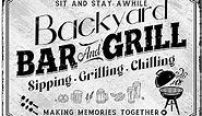 SCAZOMV Backyard Bar & Grill Metal Sign - Indoor/Outdoor Patio Signs For Backyard - Funny Signs For Home Barbecue And Grill Decor, Bar Signs For Home Bar, Backyard Bar Patio Accessories