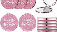 12 Pcs Compact Mirror, Thank You for Being Awesome, Portable Handheld Round Makeup Mirror for Purse Double Sided Travel Magnifying Pocket Mirror Mom Women (Pink)