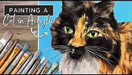 Pet Portrait Painting of a Cat // Tortoiseshell Cat Portrait