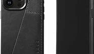 Mujjo Leather Wallet Phone Case - Fits iPhone 15 Pro Max - MagSafe Compatible - Premium European Leather Case with Card Pocket - Enhanced Phone & Camera Protection - Crafted with Recycled Materials