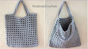 Easy Crochet Tote Market Bag Tutorial