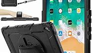 SEYMAC stock case for iPad 6th/5th Generation Case 9.7'' with Screen Protector Pencil Holder [360 Rotating Hand Strap] &Stand, Drop-Proof Case for iPad 6th/5th/ Air 2/ Pro 9.7 (Black)