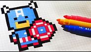 Handmade Pixel Art - How To Draw Kawaii Captain America #pixelart