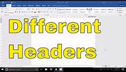 Different Headers On Different Pages-Microsoft Word Tutorial