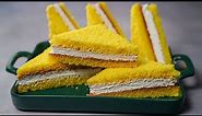 Cake Sandwich | Triangle Cream Cake | Vanilla Slice Cake Recipe | Yummy