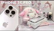 🐰🎀🎧 iPhone 14 Pro Unboxing (silver) || accessories, phone tour & more! 💭【aesthetic & relaxing】