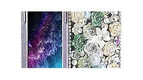Omorro Compatible with iPhone 15 Pro Max Bling Case Luxury Glitter Rhinestone Diamond Crystal Sparkle Rose Flower Pearl Floral Soft Bumper Protective Case Cover for Women Girls Green