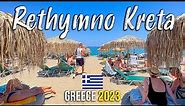 Rethymno Beach, Crete, walking tour 4k, Kreta, Greece 2023