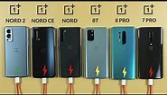 Oneplus Nord 2 vs Nord CE vs Nord vs 8T vs 8 Pro vs 7 Pro Battery Charging Test | Fast Charging Test