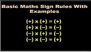 maths + - rules/math rules/maths tips/Problems related on signs/ Rules of Positive & Negative Signs