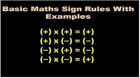 maths + - rules/math rules/maths tips/Problems related on signs/ Rules of Positive & Negative Signs