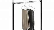 Whitmor Adjustable 2-Rod Garment Rack - Rolling Clothes Organizer - Black and Chrome