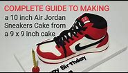 How to make a 10 inch Air jordan sneaker cake from a 9 x 9 inch cake.