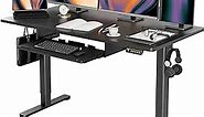 Standing Desk with Keyboard Tray, Standing Desk Adjustable Height, Raising Desks for Home Office and Computer Workstation, 55 Inches, Black