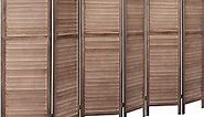 6 Panel Room Divider Wall, Wood Privacy Screen, Room Dividers and Folding Privacy Screens, 5.6Ft Tall 16" Wide Panel Screen, Partition Separator Freestanding, No Assembly,Brown