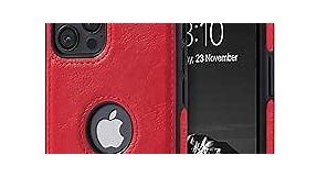 Classy Design Luxury Leather Phone Case for iPhone 12 Pro Max Non-Slip Grip Full Body Ultra Slim Protective Case (2020,6.7”) (Red)