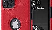 Classy Design Luxury Leather Phone Case for iPhone 12 Pro Max Non-Slip Grip Full Body Ultra Slim Protective Case (2020,6.7”) (Red)