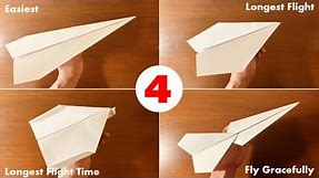 How to make 4 Types PAPER AIRPLANE | Origami