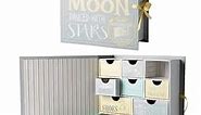 Votum Baby Keepsake Box for Treasured Memories, Moon & Stars - Lightweight, Handcrafted Baby Boxes with 9 Labeled Compartments for First Memories - Gender Neutral Baby Shower Gifts for Girls, Boys