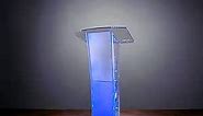 VZADGWA Acrylic Podium Stand for Churches Portable Podium Pulpits with LED Lights, Clear Pulpits for Churches, Transparent Presentation Lectern for School, Office, Conference, Weddings