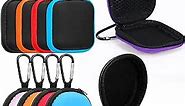 Clysee 10 Pcs Earbud Travel Organizer Headphone Carrying Case 5 Pcs Small Round Earphone Organizer 5 Pcs Square Case PU Leather Portable Earphone Case with Buckle Mini Storage Bag Supplies