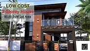 Low Cost Budget 3 Bedroom Two-Storey House Design | 80SQM Lot Area