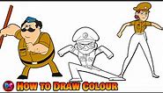 How to Draw Little Singham, Inspector Kavya and Hawldar Karate