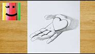Facile, dessin à reproduire étape par étape | Comment dessiner une main et un coeur