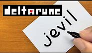 How to turn words JEVIL（Deltarune）into a cartoon from imagination - How to draw doodle art on paper