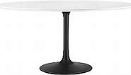 Modway Lippa 60" Round Wood Dining Table, White Top, Black Base