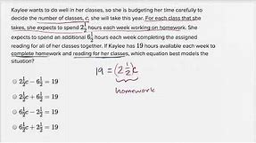 Linear equation word problems — Basic example | Math | SAT | Khan Academy