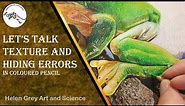 Let's talk texture and disguising errors | Coloured pencil tutorial | Red-eyed tree frog