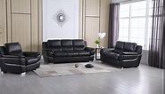 Blackjack Furniture Binion Leather Match Upholstered Modern Living Room Sofa, Black