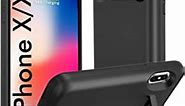 [Upgraded] Battery Case for iPhone X/XS/10, 6000mAh Charging Case with Kickstand, Wired Headphone, Priority Charging Supported, Extend Battery Charger Case for X/XS/10 (5.8")- Black