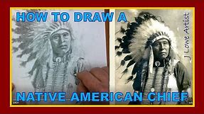 HOW TO DRAW A NATIVE AMERICAN CHIEF Step by Step
