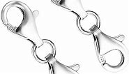 Lobster Clasp 925 Sterling Silver Double Lobster Claw Clasps,Necklace Extender Suitable for Bracelet Necklace Clasps and Closures (Made in Italy)