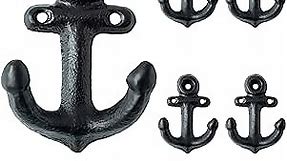 SMKOLIN 5 Pcs Cast Iron Anchor Hooks 3'' Decorative Wall Hooks Vintage Coat Hooks Antique Black