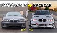 E46 Track car build in 12 minutes - Supercharged BMW 330ci - Insane custom race car transformation.