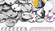 150 Pcs Round Button Parts Blank Button Making Supplies Metal Button Badge Sets for Button Maker Machine, Include Metal Shells Metal Back Cover Clear Film Components (Silver, 37 mm/ 1.46 Inch)